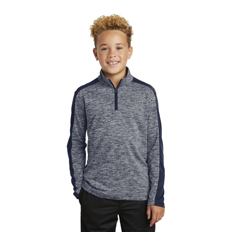 Youth PosiCharge ® Electric Heather Colorblock 1/4 Zip Pullover Thumbnail