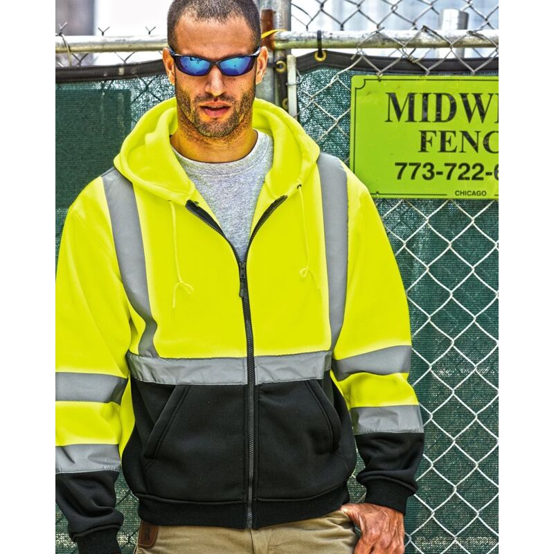 Hi-Vis Full-Zip Hooded Sweatshirt Thumbnail
