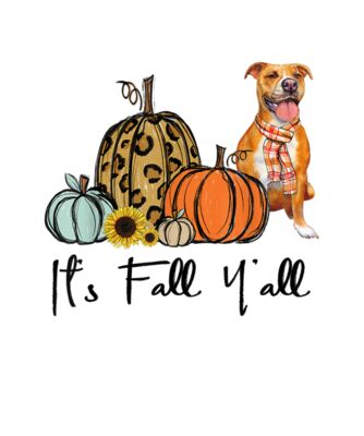 Its Fall Yall Yellow Pitbull Dog Leopard Pumpkin Falling T Shirt