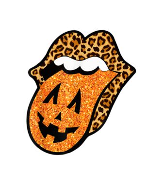 Pumpkin Tongue With Leopard Lips Halloween Gift Women Girl T Shirt